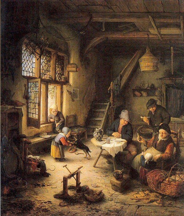 Ostade, Adriaen van Peasant Family in an Interior oil painting image